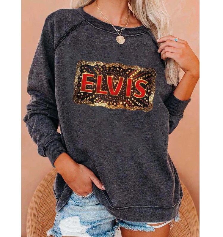 Women's Long Sleeve Print Raglan Crew Neck Sweatshirt