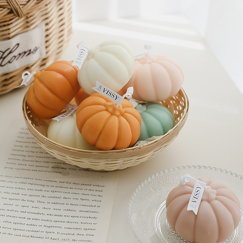 Home Halloween Simulation Pumpkin Candle (Milk white)