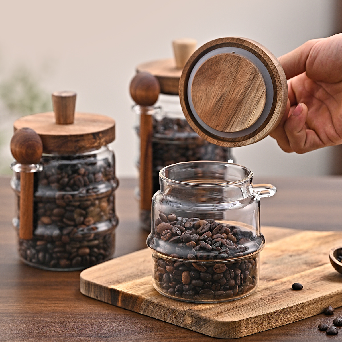 1 pots à café en verre de 15 OZ avec cuillères, pots à bonbons, pots à biscuits – Image 6