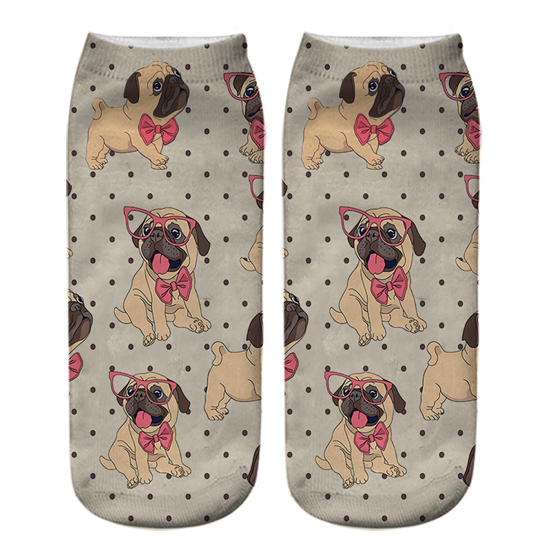 Title 11, Dog PUG cartoon 3D printing socks