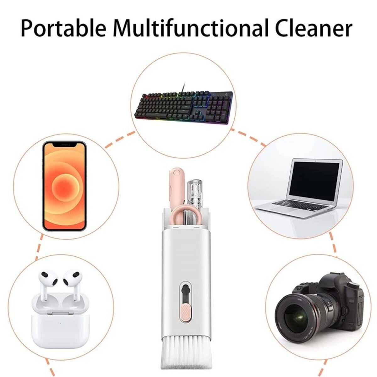 7 In 1 Computer Keyboard Cleaner Brush Kit Earphone Cleaning Pen For Headset Keyboard Cleaning Tools Cleaner Keycap Puller Kit — foto 3