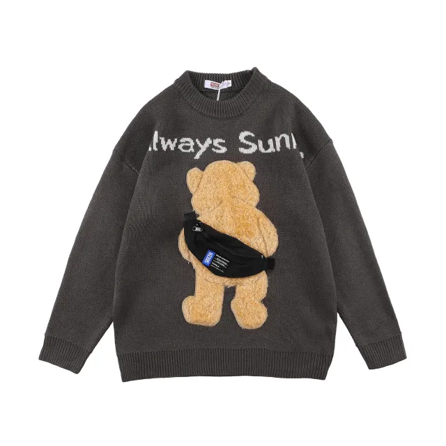 Autumn And Winter China Chic Men's Long Sleeve Loose Sweater Grey - Shop at LoveMi