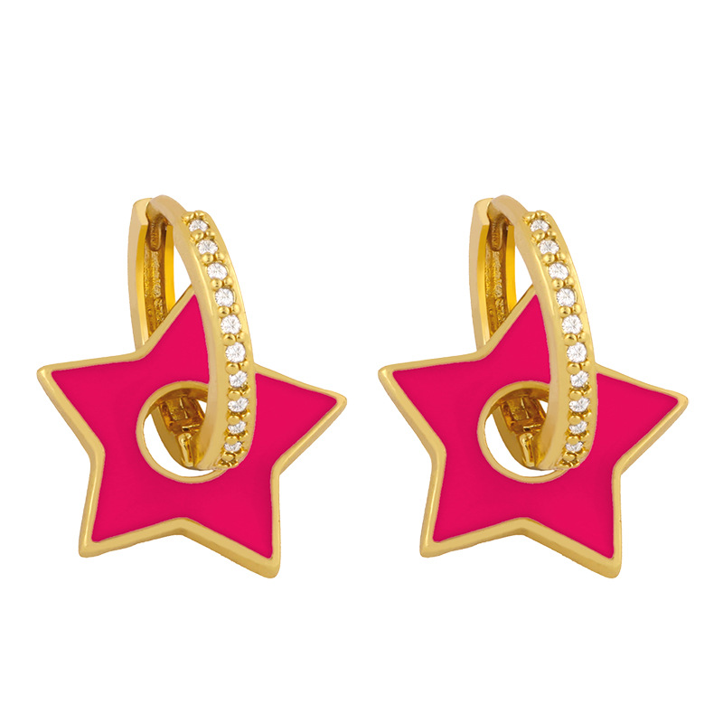 European And American Fashion Earrings Five-pointed Star Oil Drop