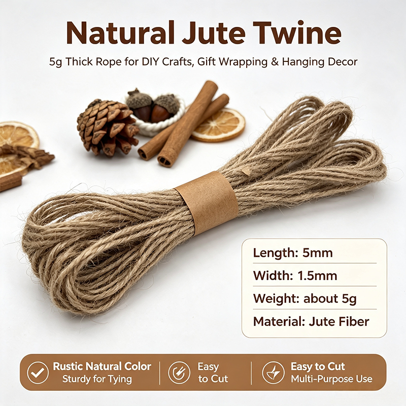 Natural Jute Twine 3 Sizes 500mm DIY Craft Rope Rustic Hanging String For Christmas Door Hanger Wooden Tag Gift Wrapping Handmade Decor — view 4
