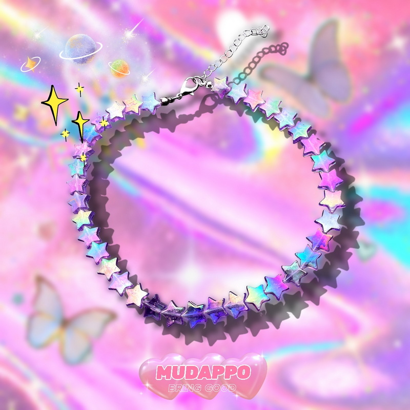 Versatile Temperament Sweet Cool Multicolored Star Chain Necklace