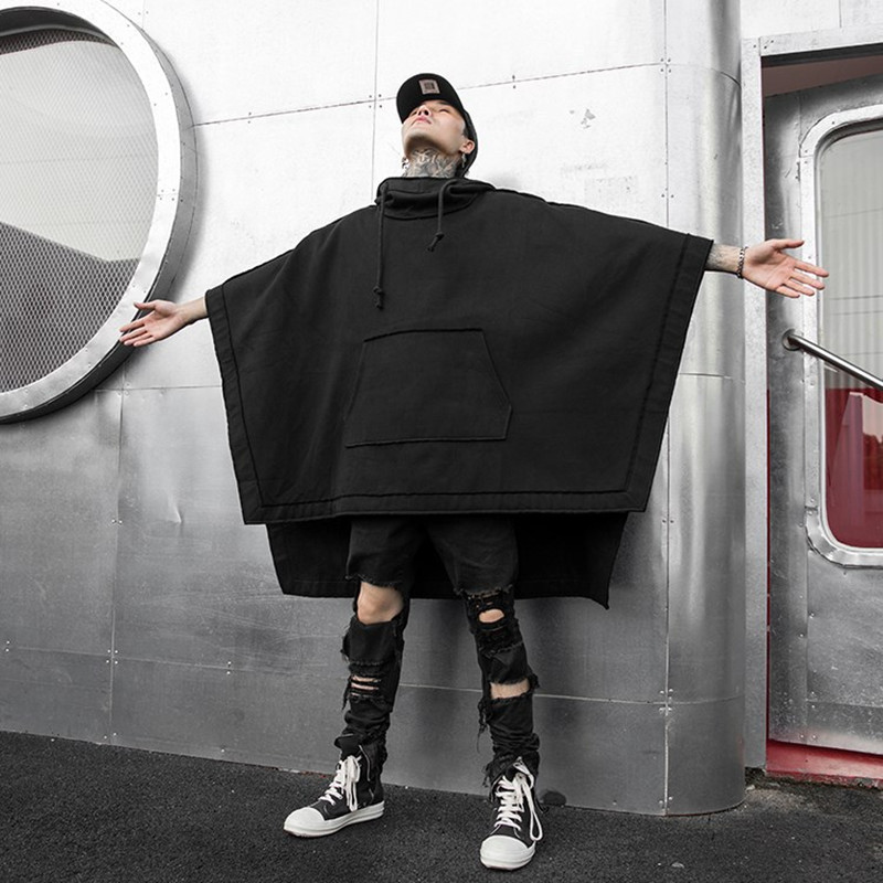 Men's Loose Bat Cape Mid Length Sweater