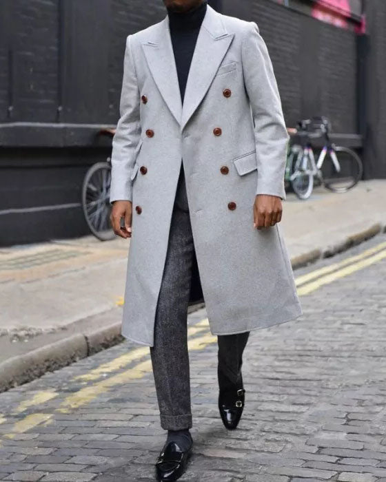 Autumn And Winter European And American Large Men's Long Windbreaker