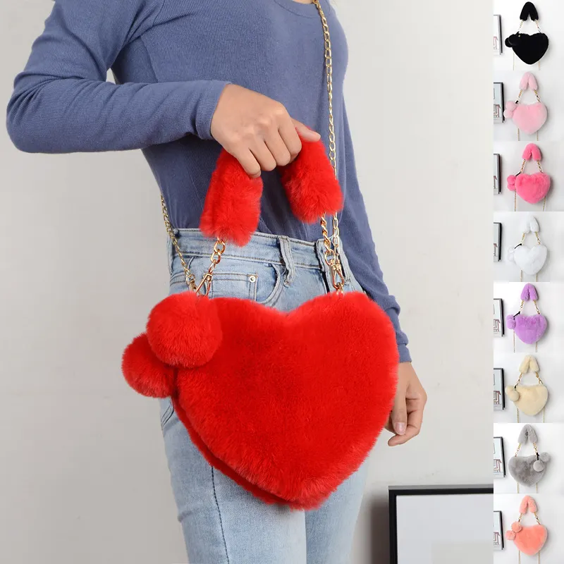 Love Bags Soft Plush Handbags Women Valentine's Day Party