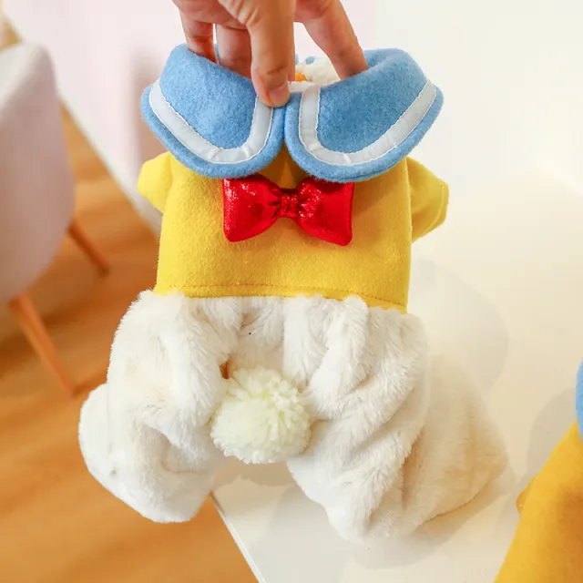 Padded Doll Collar Bowknot Pet Cotton Jacket Yellow - Shop at LoveMi