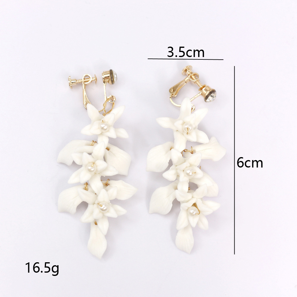 Title 2, Gold And Silver Dual Color Ceramic Flower Earrings