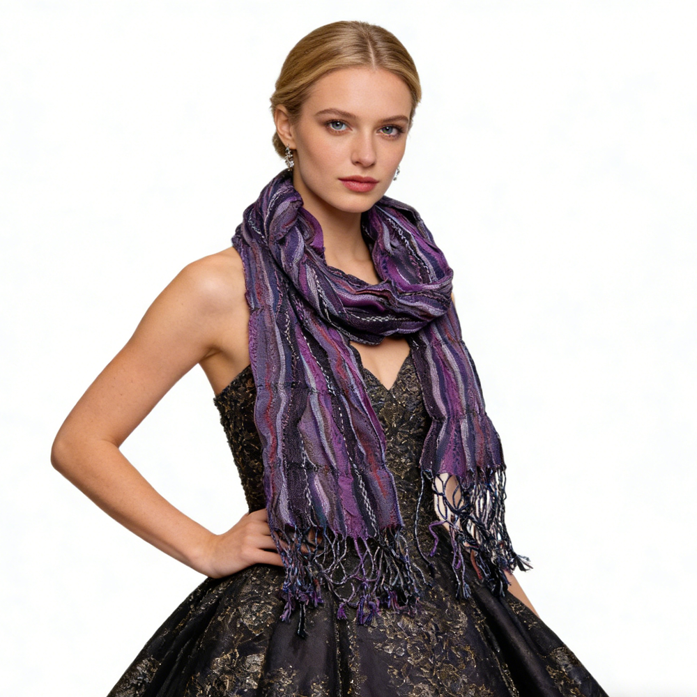 Royal purple jacquard pattern Scarf, Regal Textured Scarf, Luxe look for evening wear 0ba2061f 1add 47a2 bbe8 528383b0f659