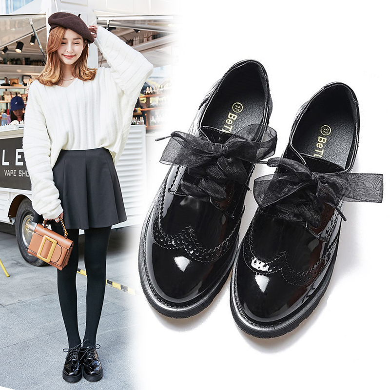 Versatile Lace Up Thick Heeled Sponge Shoes