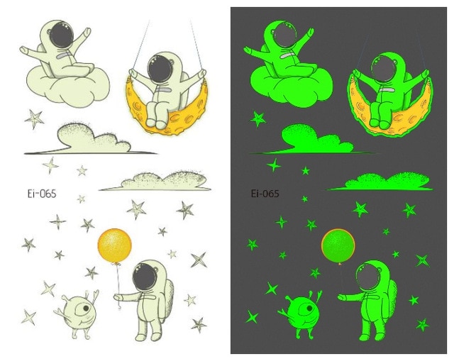 Title 3, Waterproof kids aerospace luminous tattoo stickers