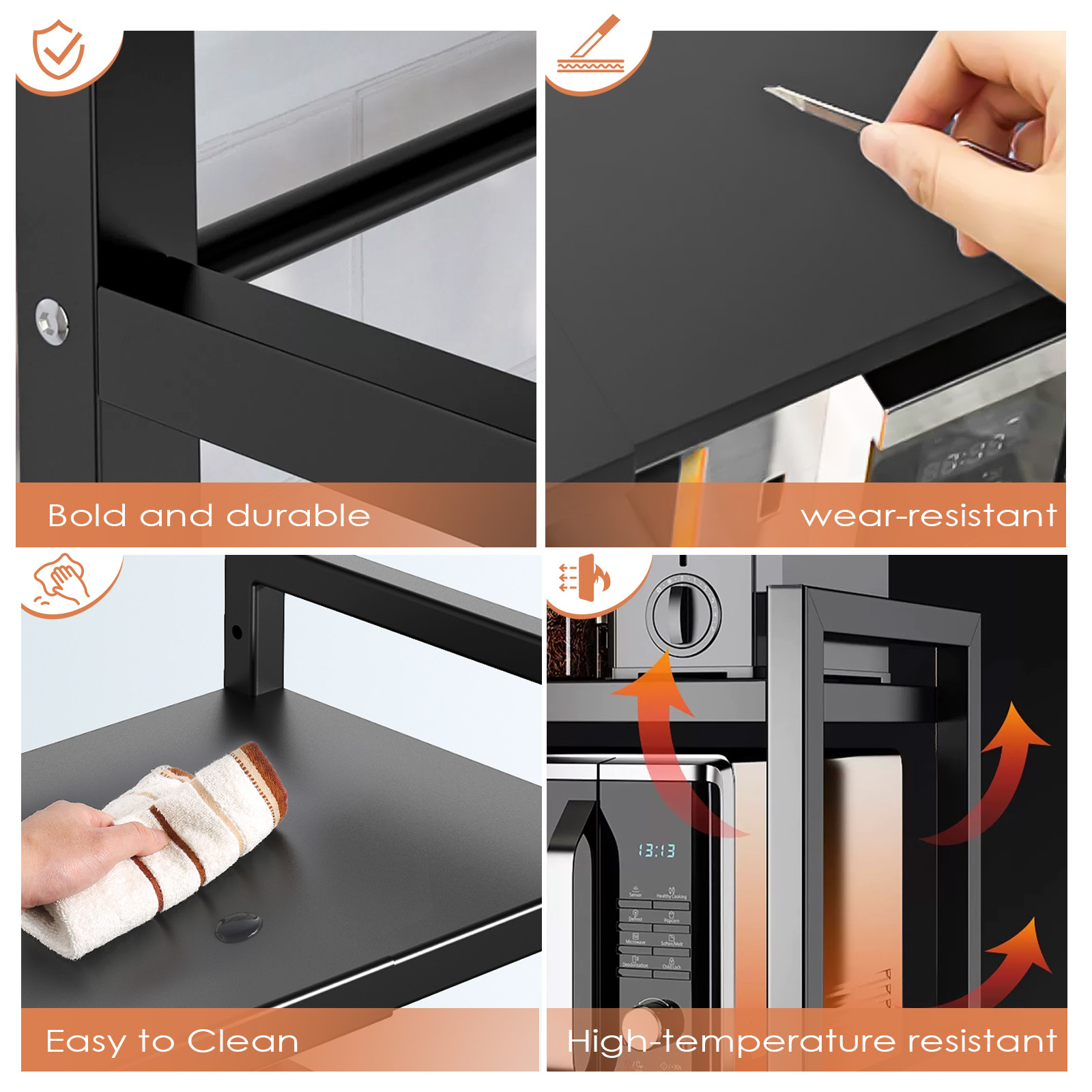 Black Single-layer Double Bar With 6 Hooks And Extendable Kitchen Storage Rack — image 7