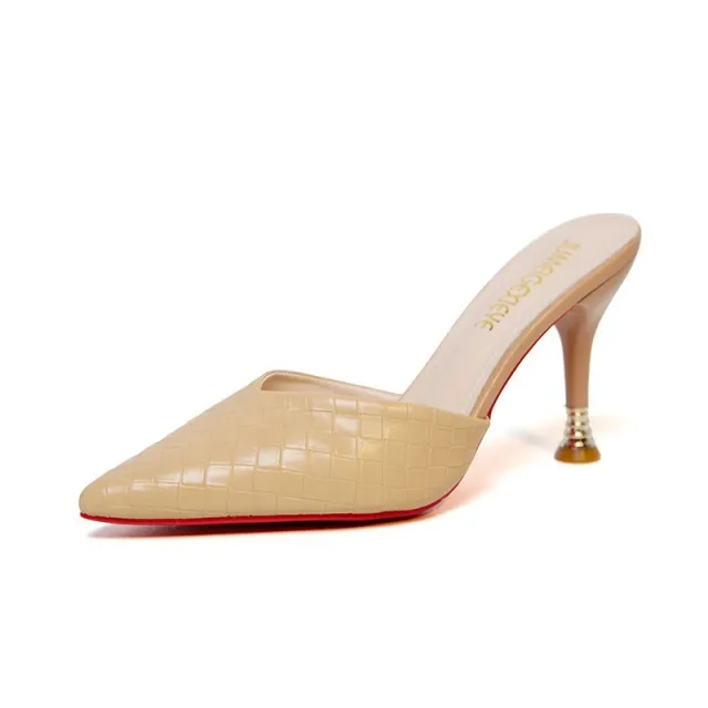Net Celebrity Pointed Stiletto Heel Ins Tide Female Sandals And Slippers Khaki - Shop at LoveMi