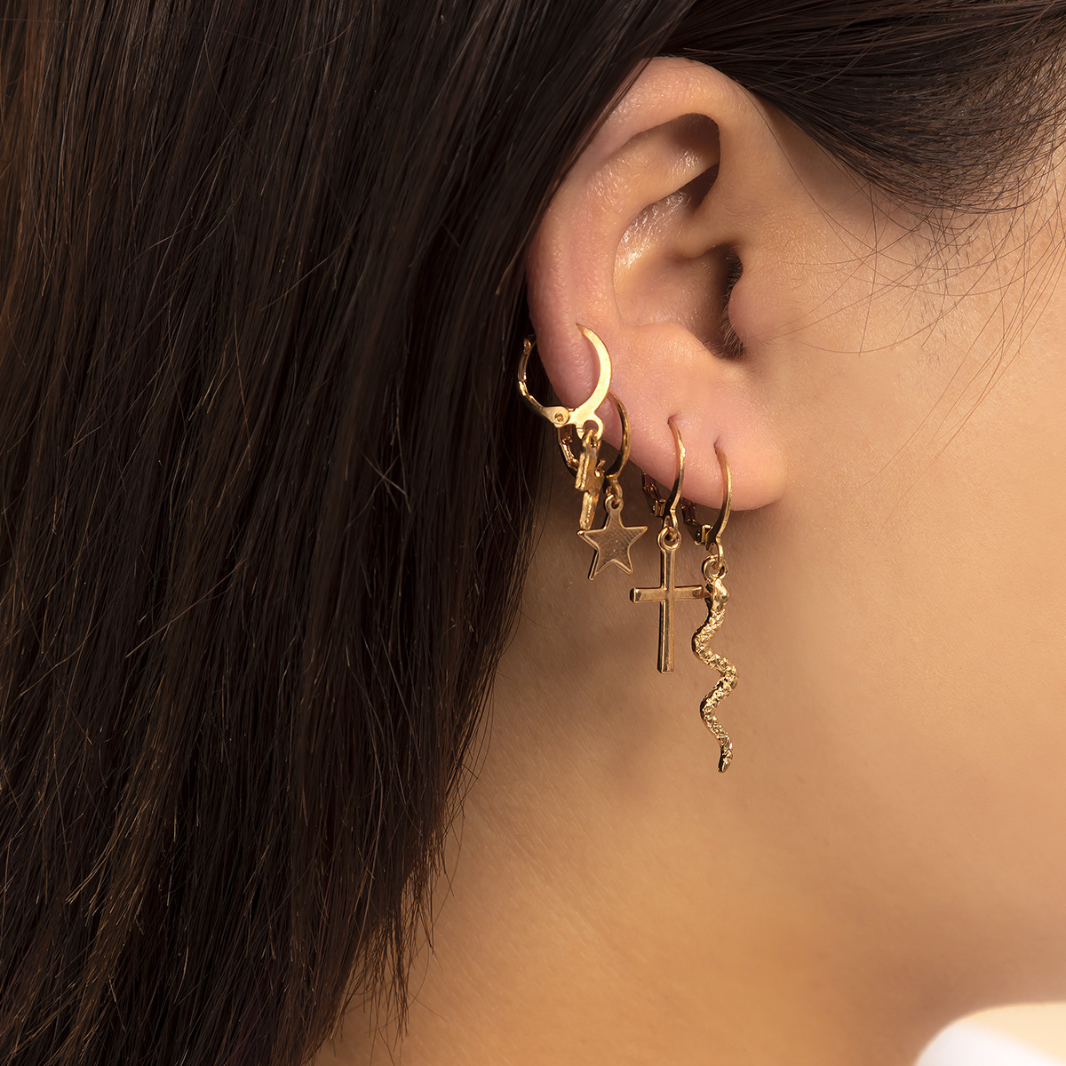 European And American Cross-border Simple Cross Butterfly Set Earrings