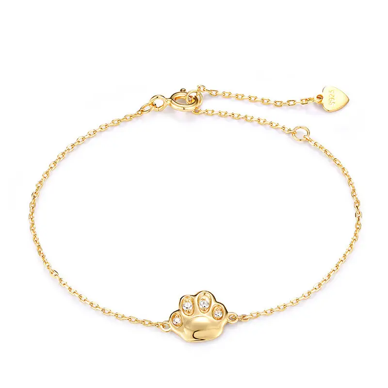 9K Yellow Gold Plated Silver Adorable Soft Petite Claw Bracelet