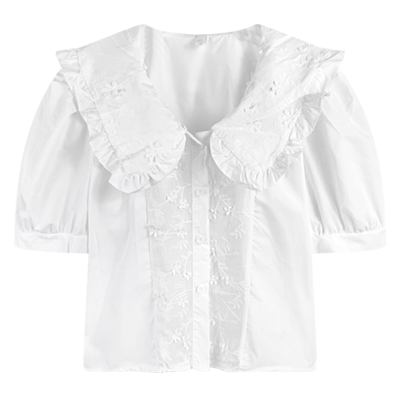 Title 5, Doll Collar Short Sleeve Shirt High Waist Flora...