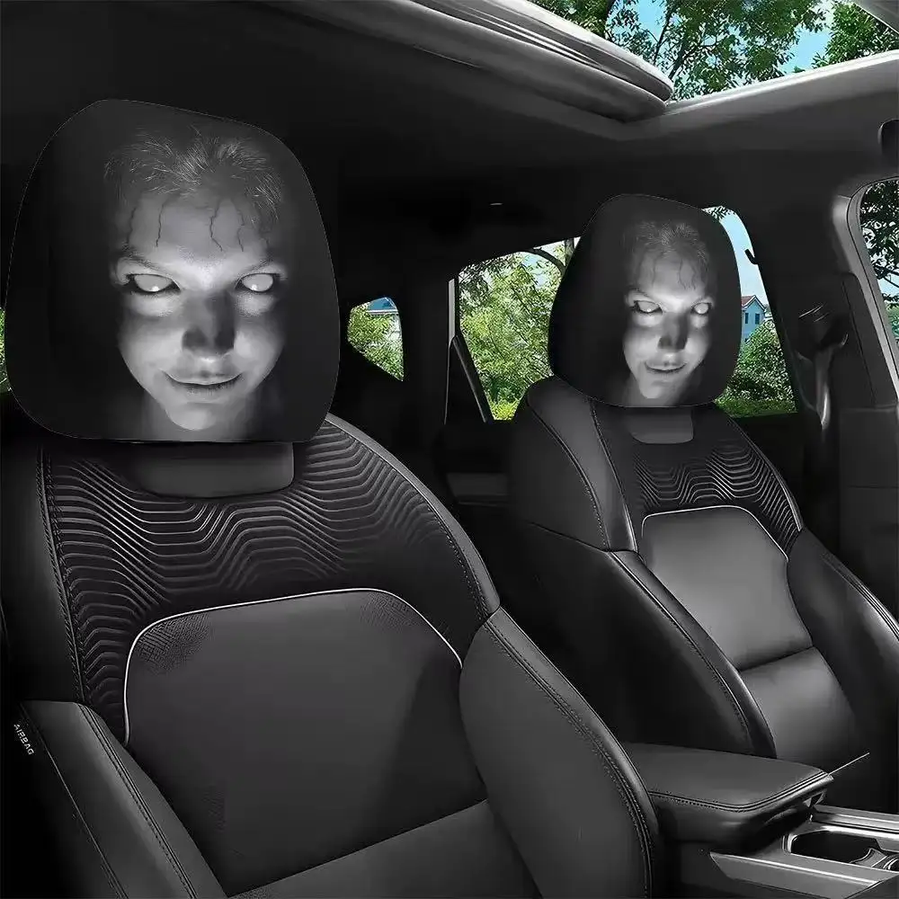 Car Headrest Cover 2 Pack Scary Face