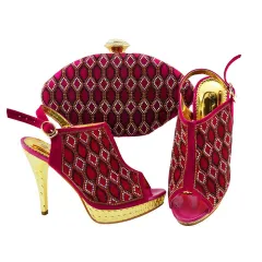 Stiletto European And American Spot Fish Mouth High Heeled Shoes Messenger Bag - Red - View 1