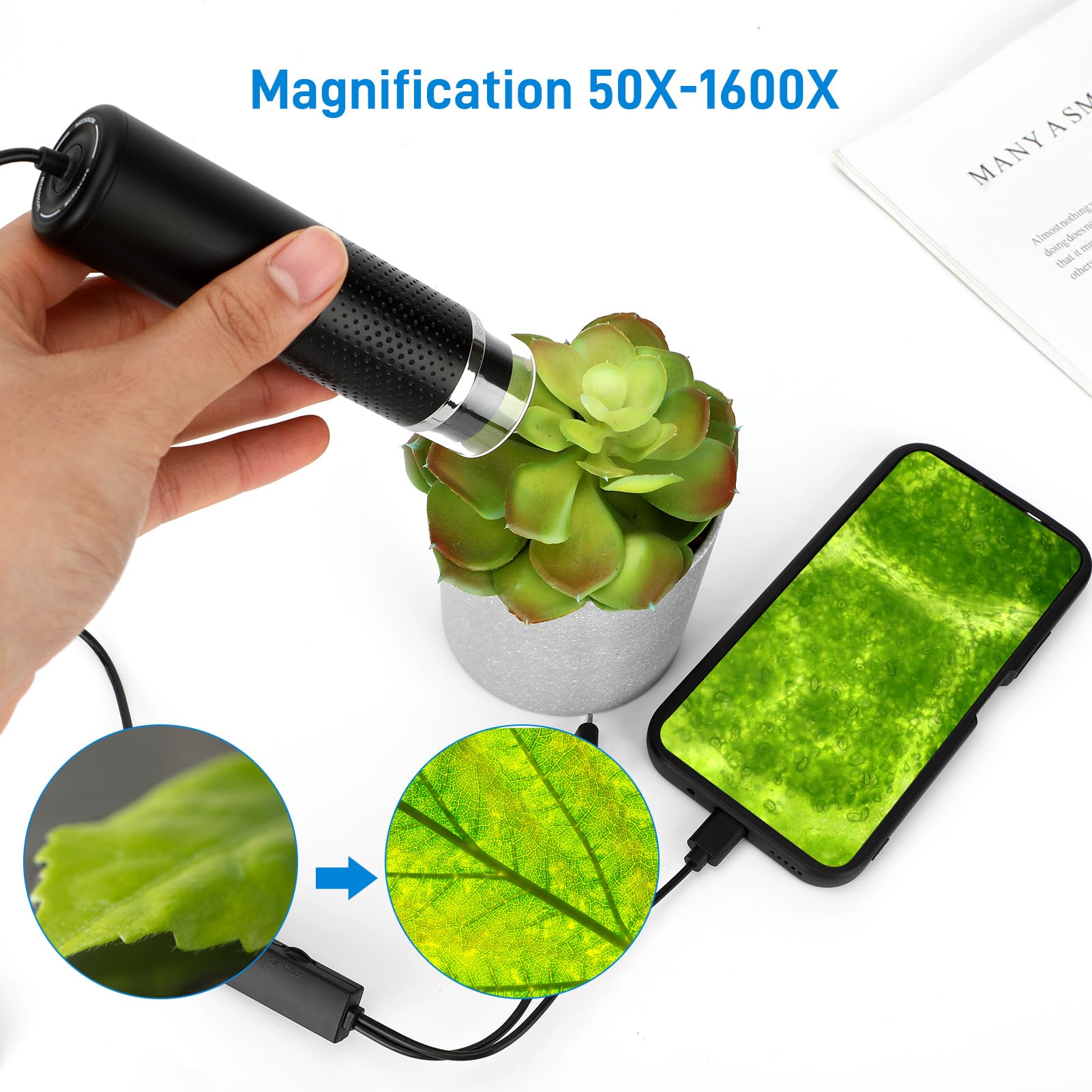 Portable Digital Microscope, 50X-1600X 2.0MP For Kids & Adults, 8 LED USB 2.0 — image 2