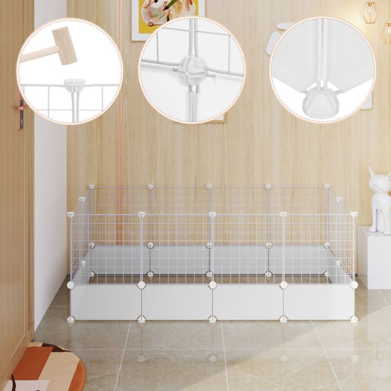 24 Panels Enclosure DIY Pet Fence Crate Cage Dog Pen Puppy Rabbit Playpen Indoor 6