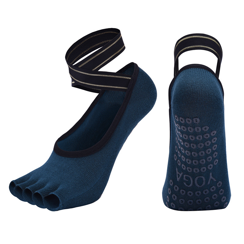 Title 4, Five-finger yoga socks with cross straps combed...