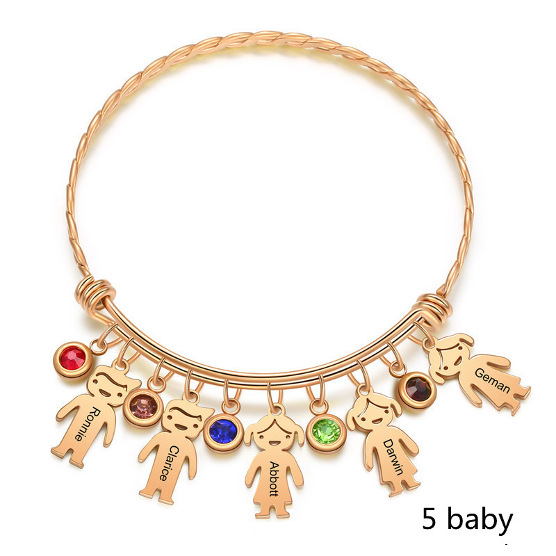 Stainless Steel Adjustable Opening Girl Boy Doll Bracelet