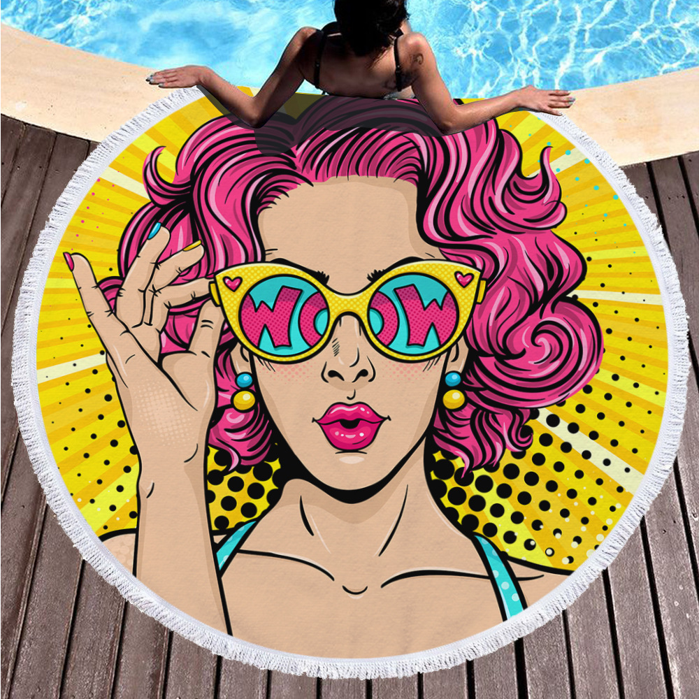 Title 3, Retro round printed beach towel