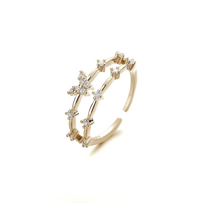 Double Diamond Butterfly Index Finger Ring