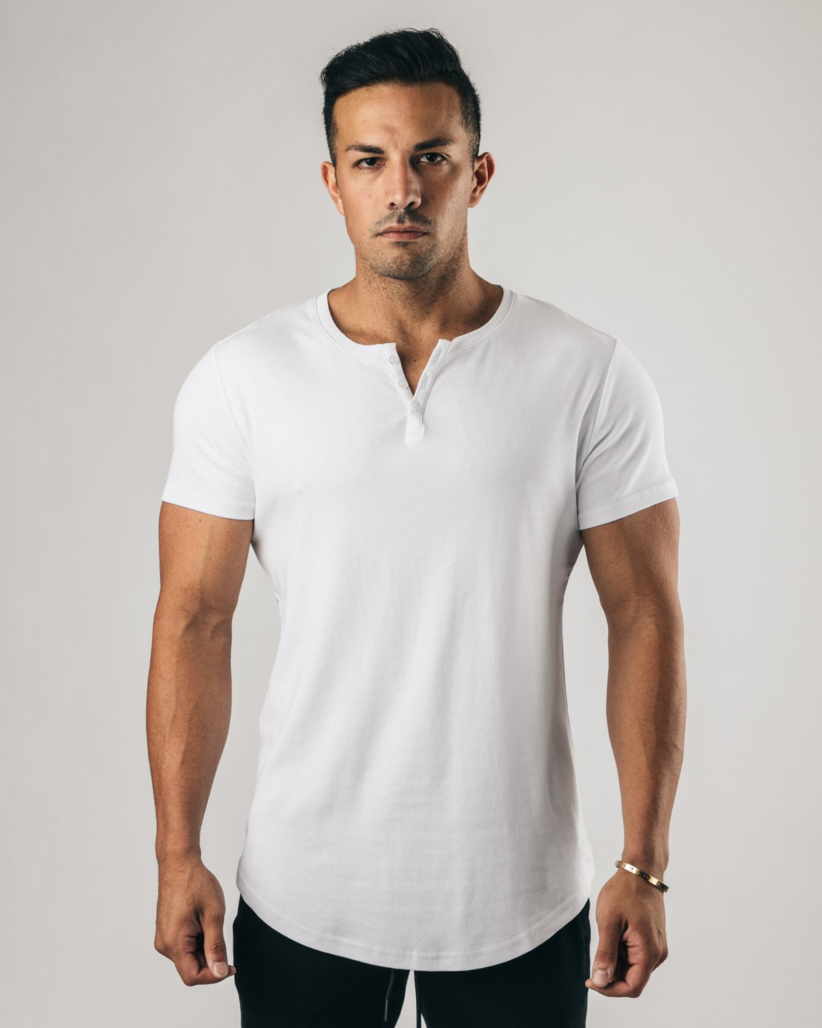 Muscle Fitness Brothers Summer New Men's Sports Leisure Light Board No Logo Button Short Sleeve