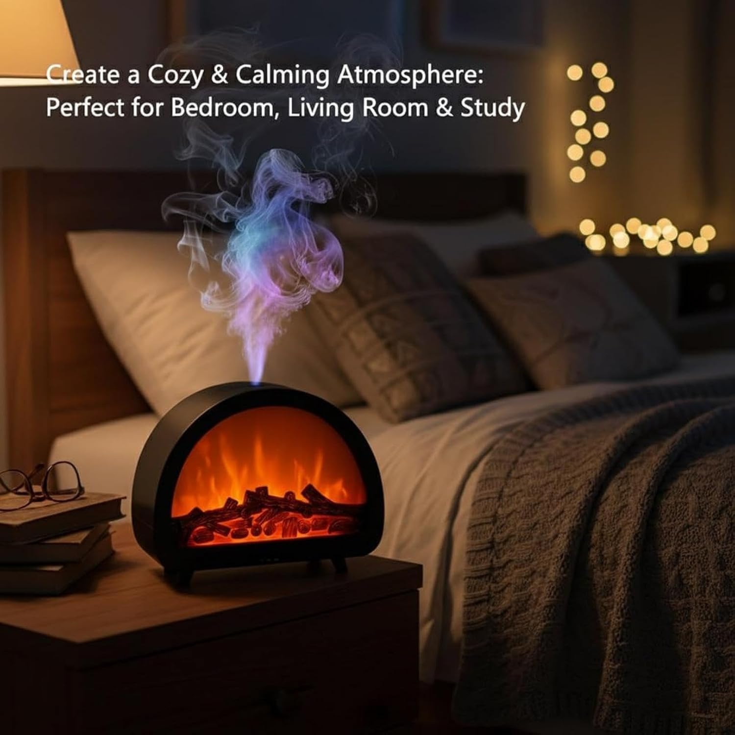 Portable Humidifier, Large Mist Volume, Fireplace Flame Aromatherapy Machine — image 2