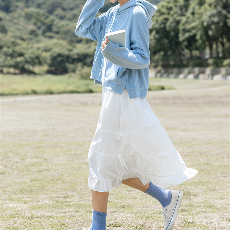 Women's Solid Color Cropped Hooded Sweater Jacket