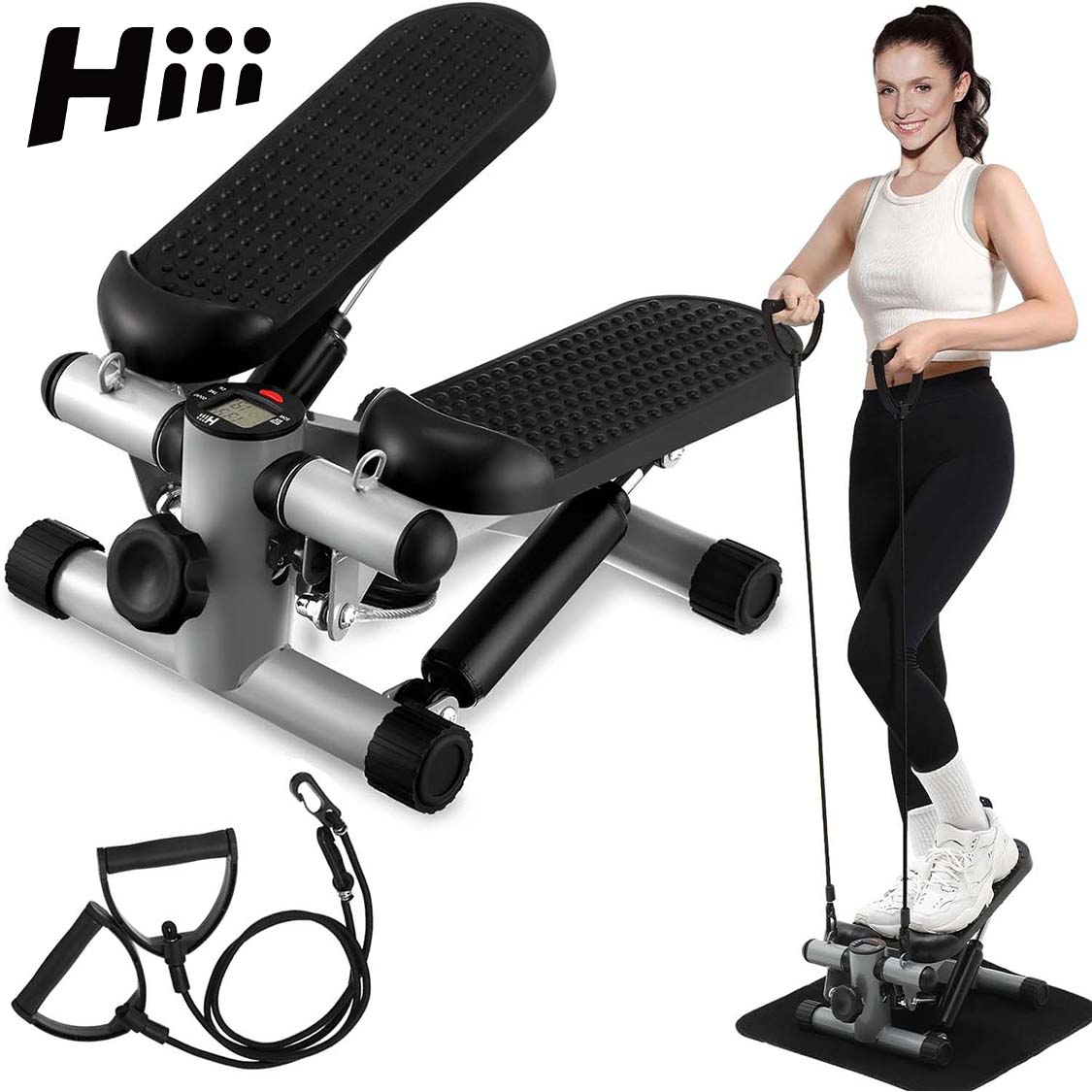 Mini Stair Stepper for Home Exercise Workouts. Through scientific training with the use of mini stepper with resistance bands, you can better, effectively, and scientifically exercise all muscle groups in your body, BURN FAT, shape your body, effectively 