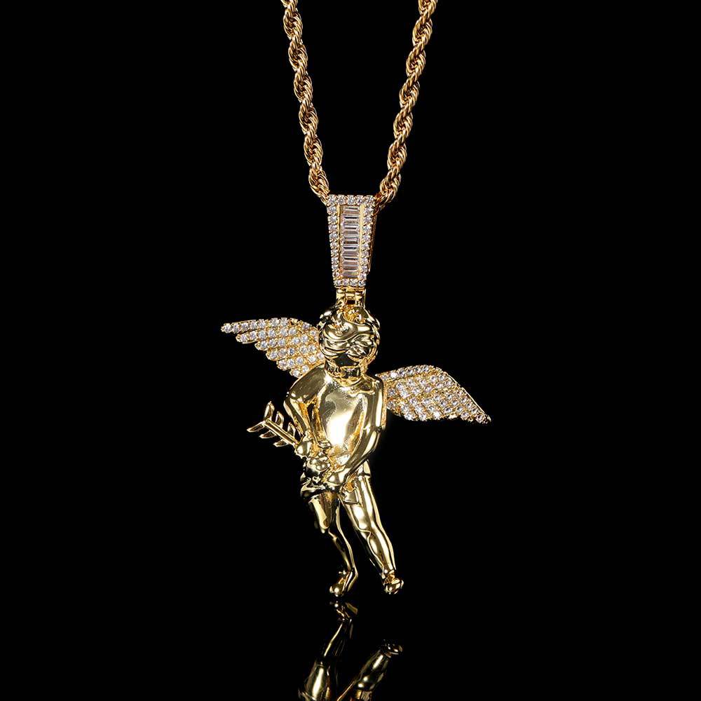 Little Angel Pendant Necklace With Wine Bottle