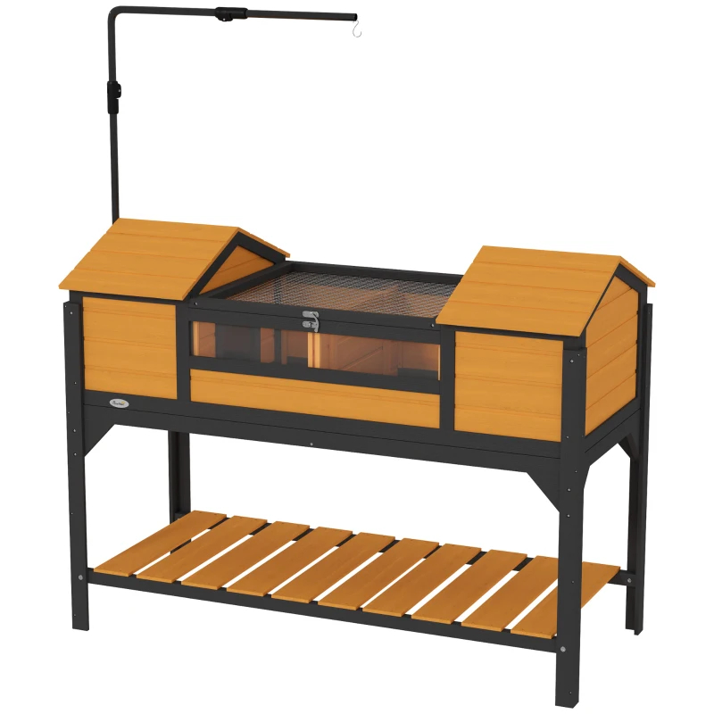 Tortoise Enclosure Tortoise House With Adjustable Lamp Holder Storage Shelf, Dual Main Houses, Openable Lid, Yellow