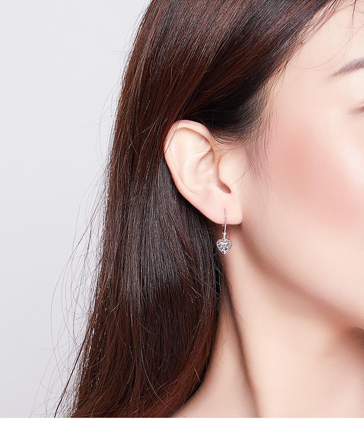 S925 Sterling Silver Stud Earrings Hollow Heart Shaped Earrings