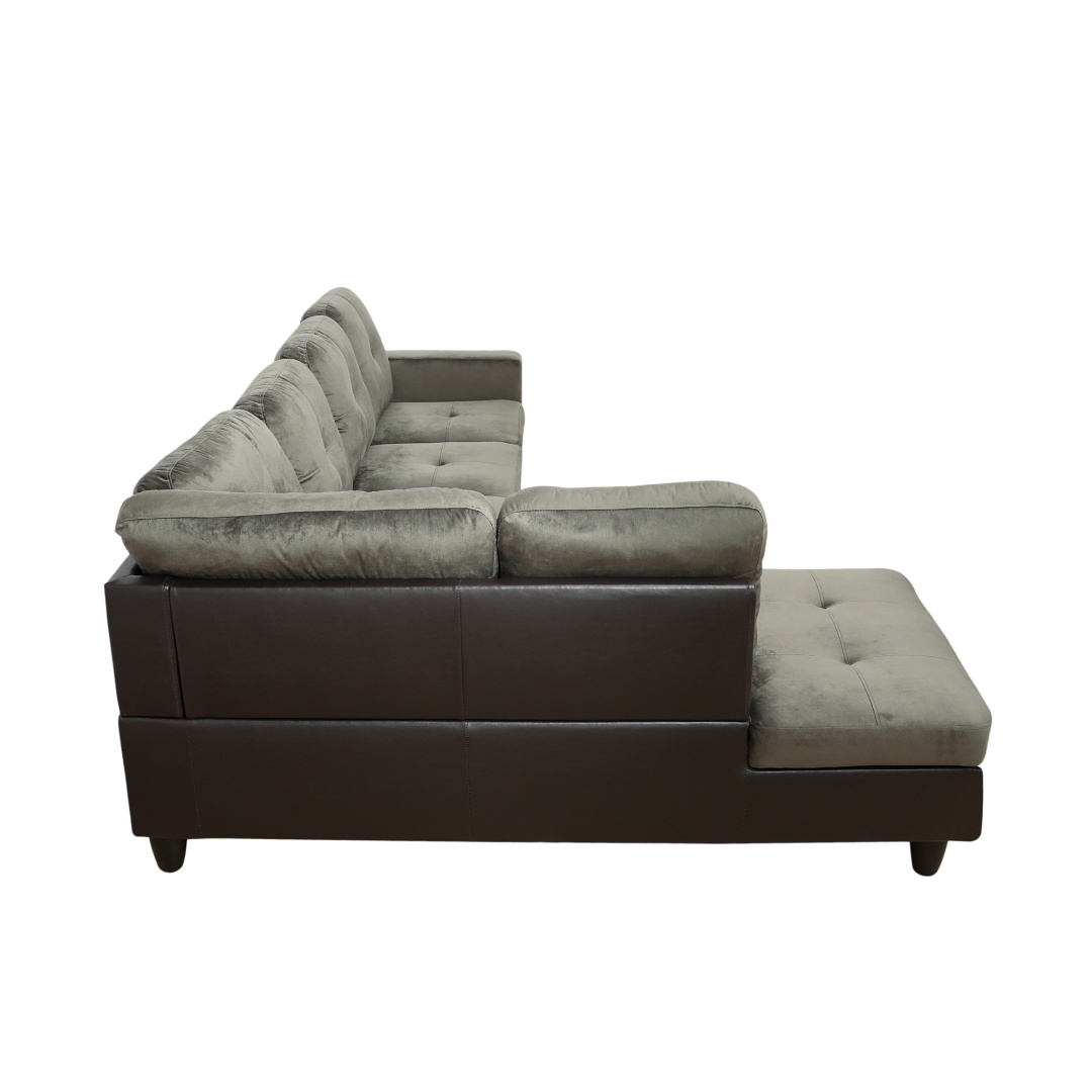 Taupe Flannel And PVC 3-Piece Couch Living Room Sofa Set