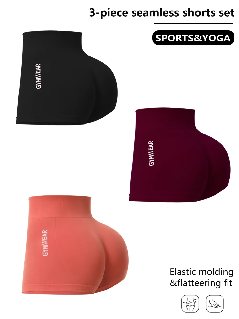 Women 3-Piece Seamless Biker Shorts Set