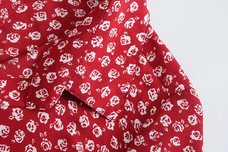 Slim Single-breasted Lace-up Printed Dress