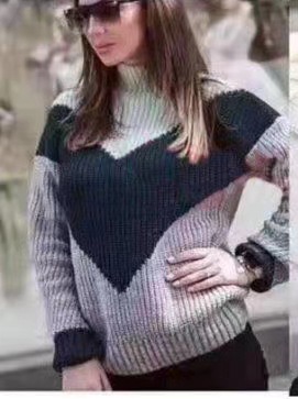 Women's Autumn And Winter Stitching Striped Knit Sweater 3 Style L - Shop at LoveMi