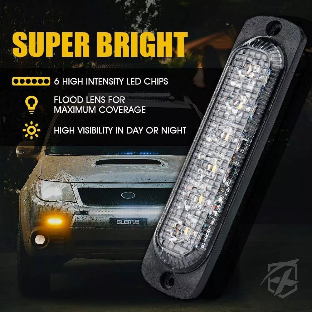 4x12V 24V 6 LED Amber Strobe Flashing Recovery Lightbar Truck Beacon Lights New — image 5