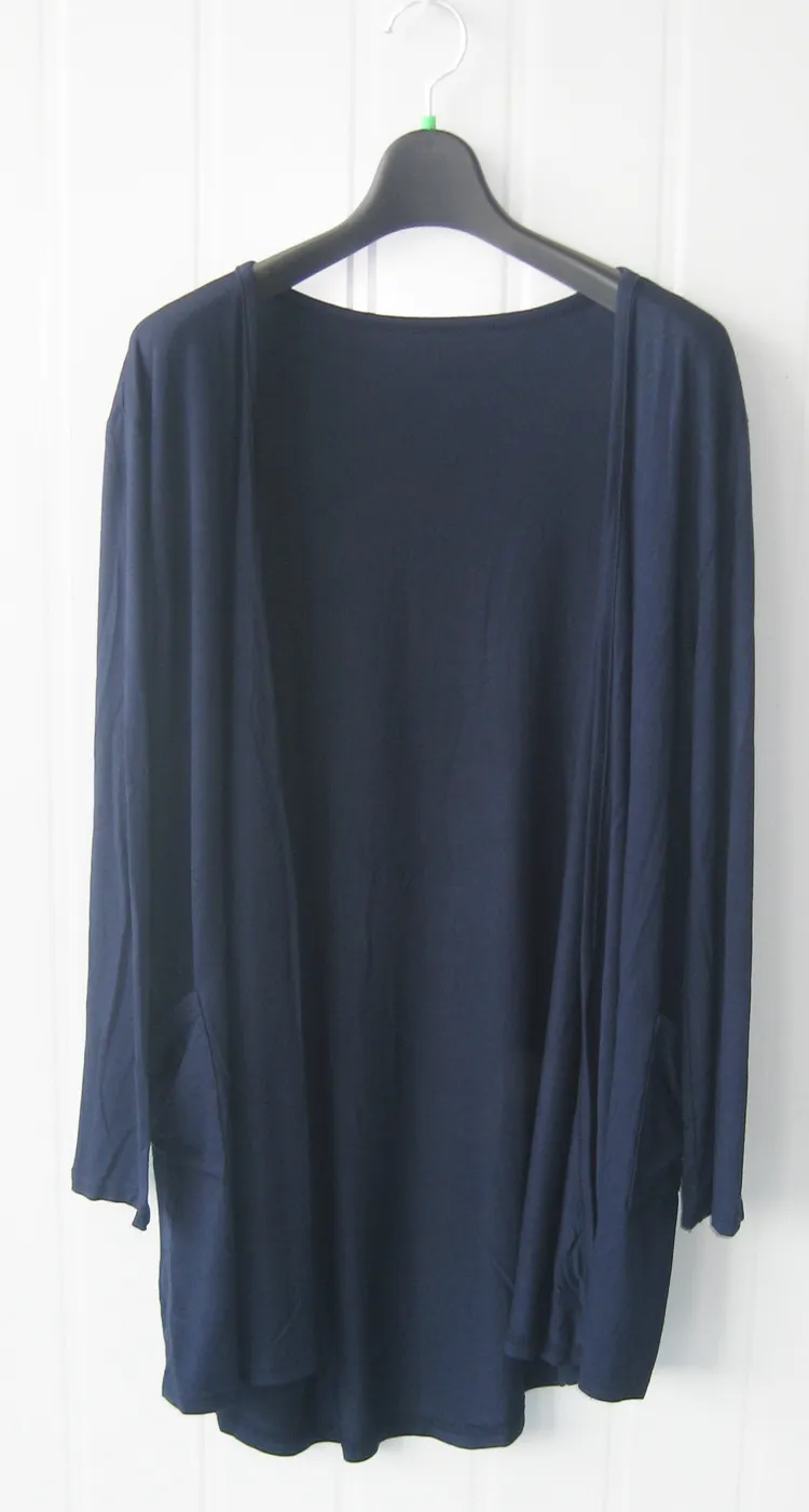 Loose Mid-length Korean Candy Modal Cardigan - Navy Blue
