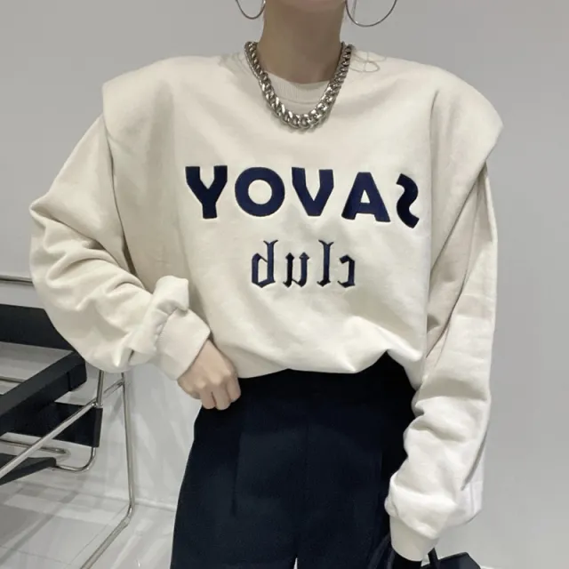 Loose Long sleeved Padded Pullover Sweater Apricot - Shop at LoveMi