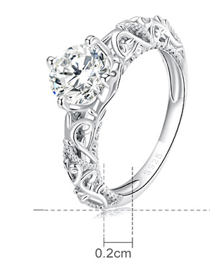 Title 1, Bague luxueuse motif zircon, plaqué or blanc, s...