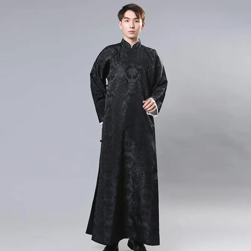 Republic Of China Style Men's Chinese Style Groomsmen Dress Gown Robe Mandarin Tang Suit