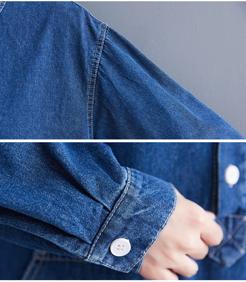 Large Size Denim Long Sleeve Pullover Dress Girl