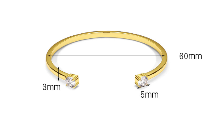 Title 1, Pulseira de ouro 18K banhada a cobre com zircôn...