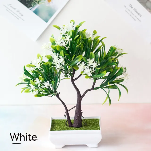 Artificial Plant Potted Indoor Desktop Fake Flower Decoration Home Decoration Ornaments White Ribbon Basin - Shop at LoveMi