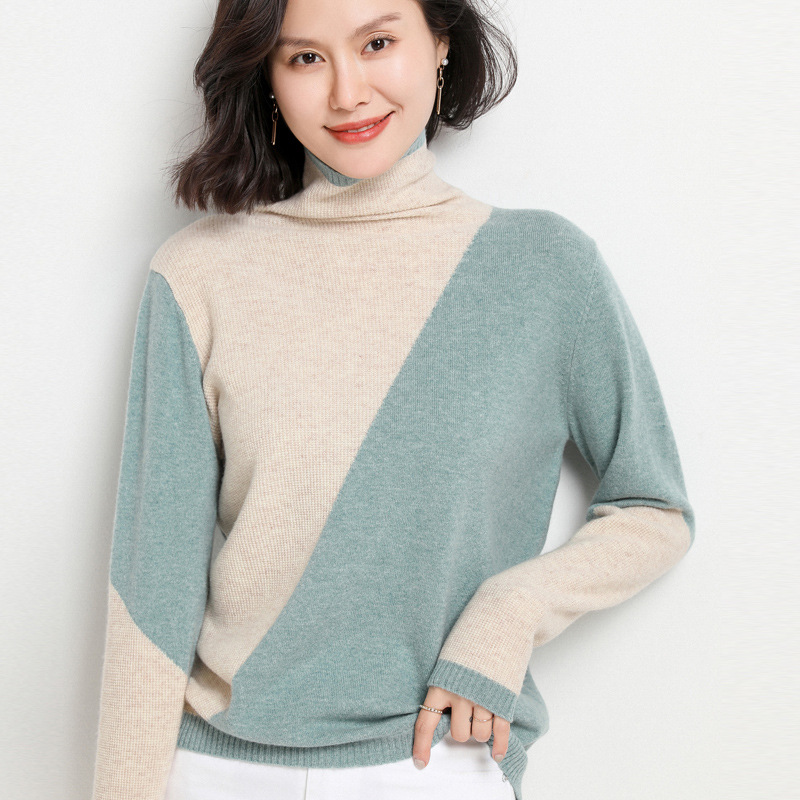 Title 4, Knitted Color Matching High Collar With Loose A...